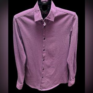 Stone Rose Men's Pink Geometric Button Down Shirt, M (3)